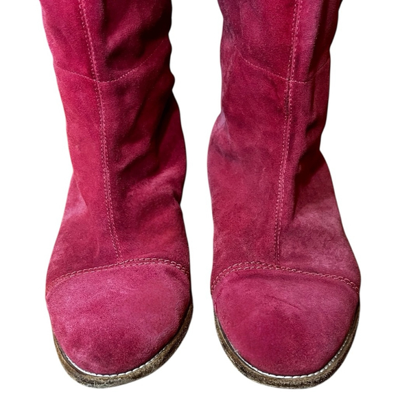 Vintage Italian Red Suede Knee-High Boots, 40 (9-10), Bench-Made - Picture 5 of 15